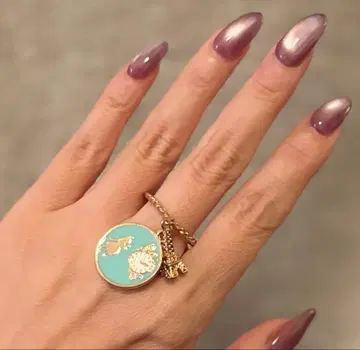 새상품 아쉬 페 프랑스 터콰이즈 에펠탑 참 반지 15호