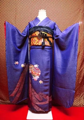 새상품 괄호 멋진 후리소데 라메 듬뿍 후리소데 후쿠로 오비 2종 세트