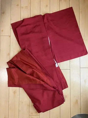 명주 기모노 이로무지 빨간색 이중 기모노