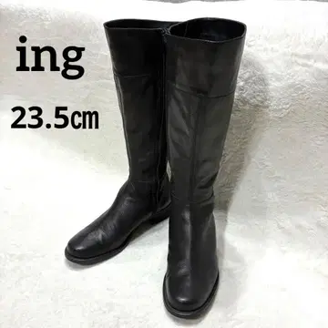 [새상품급] ing 롱 부츠 가죽 사이드 지퍼 블랙 23.5
