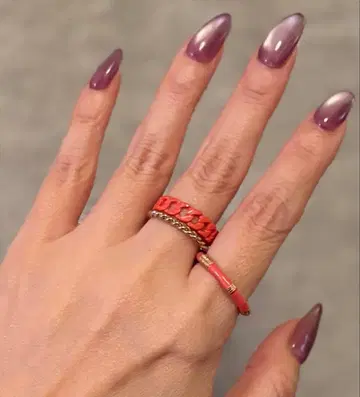 아쉬페 프랑스 오렌지 x 골드 3연 반지 세트 14호 16호