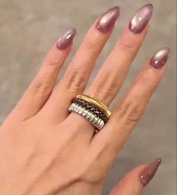 요건 레일 3연 반지 골드 실버 블랙 세트 18호