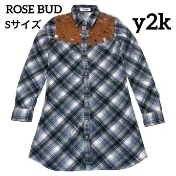 y2k ROSE BUD 웨스턴 체크 셔츠 원피스 플란넬 S