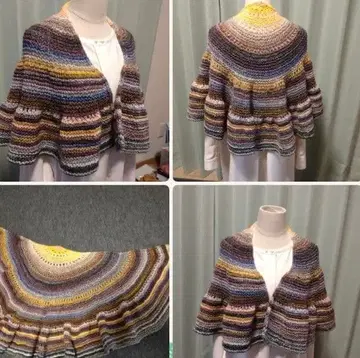 가을 컬러의 컬러풀한 반원 숄 케이프