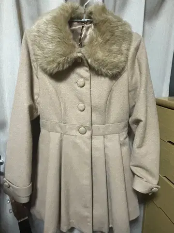 퍼 원피스 코트 카멜