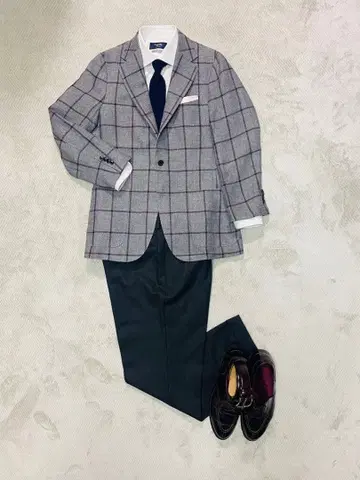 BEAMSF 테일러드 자켓 체크 무늬 50 사이즈