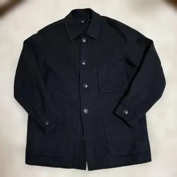 유니클로 +J 울 블렌드 오버사이즈 셔츠 자켓 네이비 M