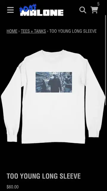 Post Malone 롱 슬리브 T셔츠 L 사이즈