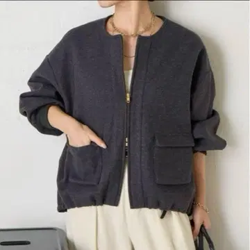 제나 에스파스 멜베유 울 라이크 지퍼 자켓 차콜 그레이