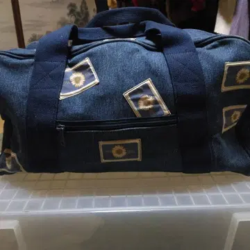 핑크하우스 데님 보스턴 백 꽃무늬 와펜 부착