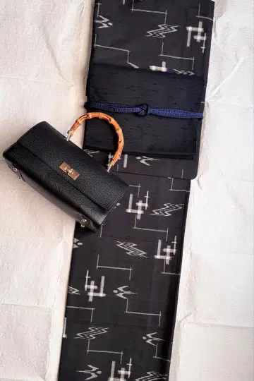 순수 실크  이중 기모노 류큐 무늬 모노톤