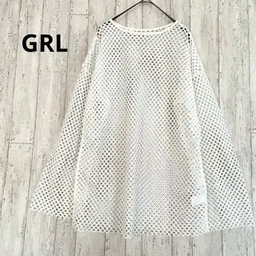 그레일 GRL 메쉬 티셔츠 [ F ] 시스루 니트 상의 화이트