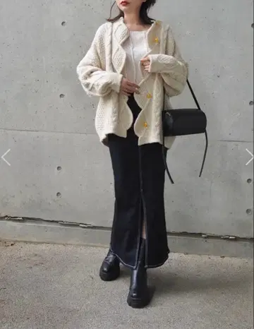 택 포함 새상품 LAULEN 케이블 니트 가디건