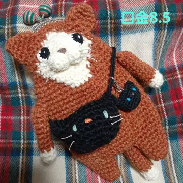 핸드메이드 고양이 가마구치 멀티 파우치