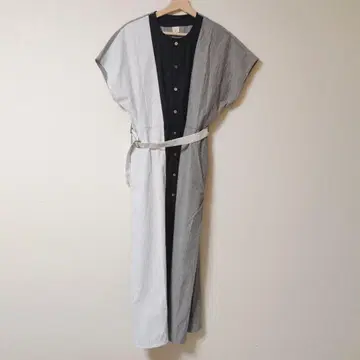 새상품급 에프 바이컬러 셔츠 원피스 반팔 [ F ]