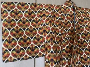 추상 패턴 타테와쿠 타일 패턴 오리엔탈 브라운 계열 코몬 기모노