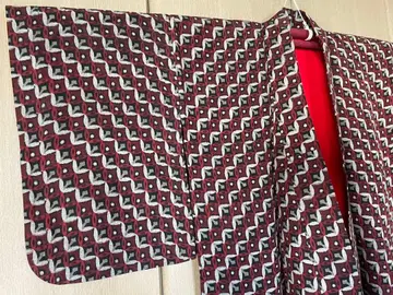 사선 칠보 레이스풍 코몬 기모노 앤티크