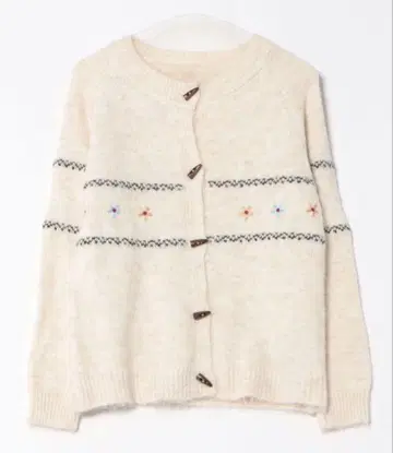 가디건 자수 크림색