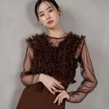 kana 드레스 튤 프릴 베스트 시어 원피스 3종 세트 결혼식