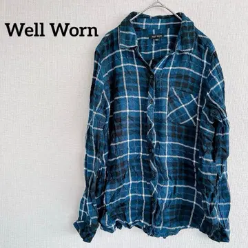 Well Worn 체크 무늬 긴팔 셔츠 M 사이즈