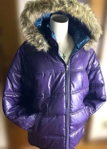 y2k 광택 archive 퍼플 시크 스타일 갸루 남자 퍼 다운 자켓