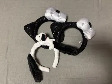 USJ 헬로키티 스팽글 블랙 스누피 귀달이 머리띠