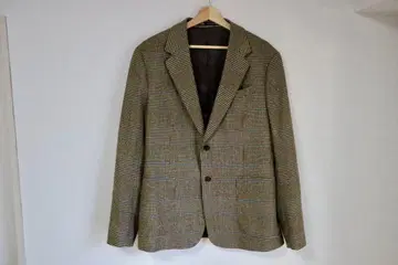 체크 무늬 테일러드 자켓 울 혼방