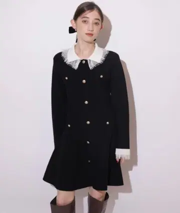 Rirandture 레이스 칼라 미니 니트 원피스