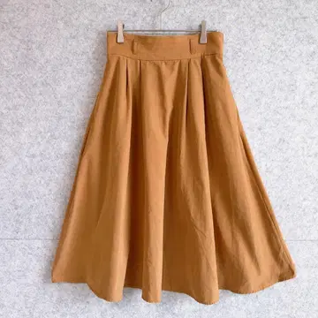 [ 브라우니 스탠다드 ] 하이웨스트 스웨이드조 미디 기장 플레어 스커트