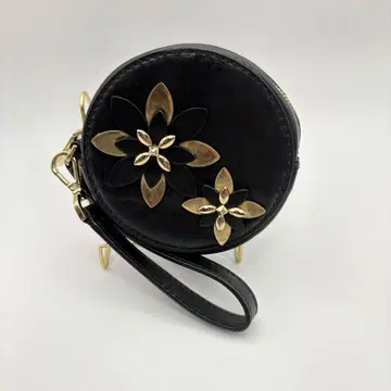 [새상품급] MICHAEL KORS 마이클코어스 라운드 파우치 꽃 블랙