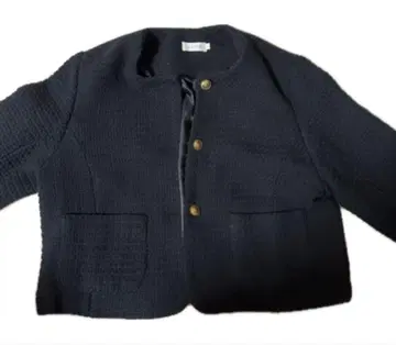 골드 버튼 트위드 자켓 숏 기장/무지/트위드