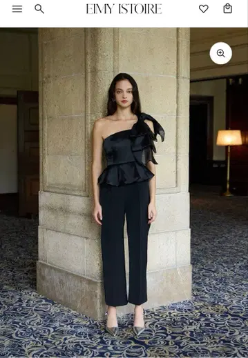 EIMY ISTOIRE 빅 리본 페플럼 올인원 블랙