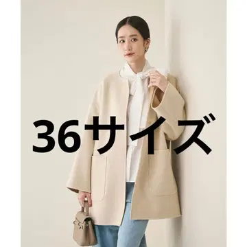UNITED ARROWS WOMEN 바이컬러 리버 미들 코트