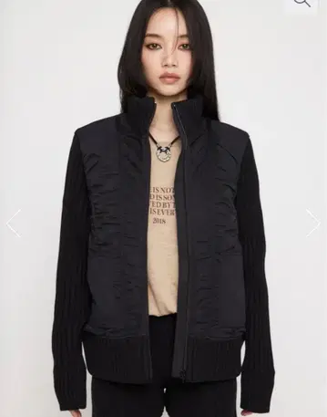 완판템 LAGUA GEM KNIT DOCKING 블루종 블랙