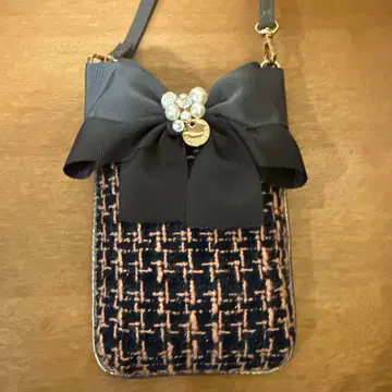 Lecriative 레크리에이티브 리본 포함 트위드 스마트폰 숄더백