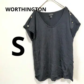 새상품급 WORTHINGTON [ S ] 블랙 반팔 니트 검정 블랙
