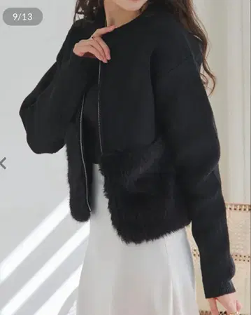 고베 레터스 퍼 절개 니트 가디건 [N1230]