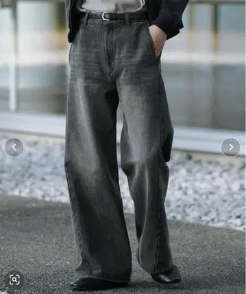 CURVED FLARE DENIM SLACKS 그레이 S