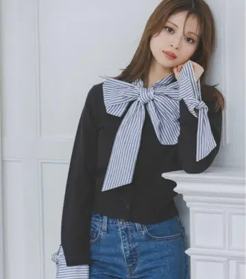 SNIDEL 보타이 도킹 니트 풀오버