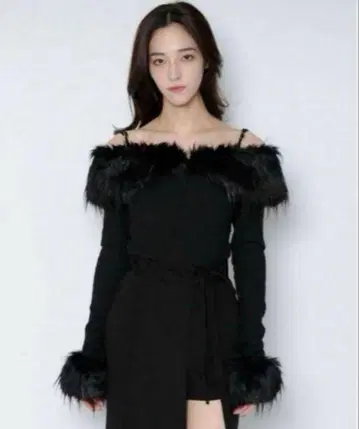 meltthelady 와이드 퍼 탑 블랙