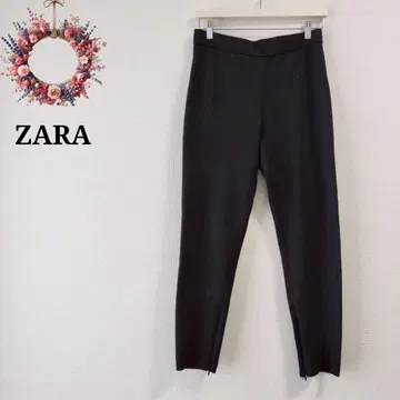 자라 ZARA 벨로아 팬츠 사이드 지퍼 스키니 스트레치 테이퍼드 L