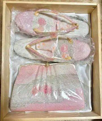 일본 의류 잡화 조리 백 세트 꽃무늬 핑크