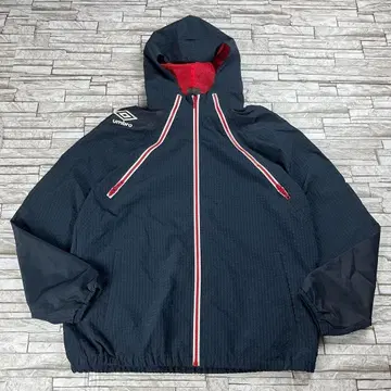 UMBRO 나일론 자켓 네이비 레드 자수 후드 부착