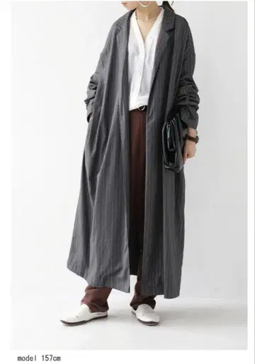 antiqua 스트라이프 롱 자켓 (그레이)