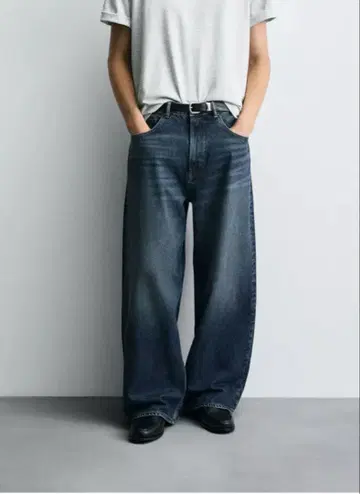 ZARA 배기핏 데님 팬츠 다크 블루 30