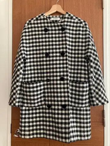JENNE 제누 하운드투스 체크 프렌치 레트로 코트