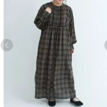 사만사 모스모스 새상품 앞뒤 착용 사다리 레이스 원피스 브라운 체크