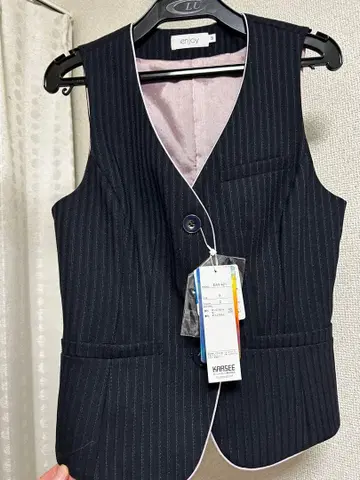 enjoy 스트라이프 비즈니스 베스트 스커트 사무복 미사용 새상품