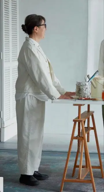 NATURAL LAUNDRY 코튼 울 서랍 팬츠