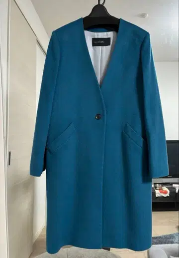 노리즈 캐시미어 혼방 터콰이즈 예쁜 색 체스터 코트